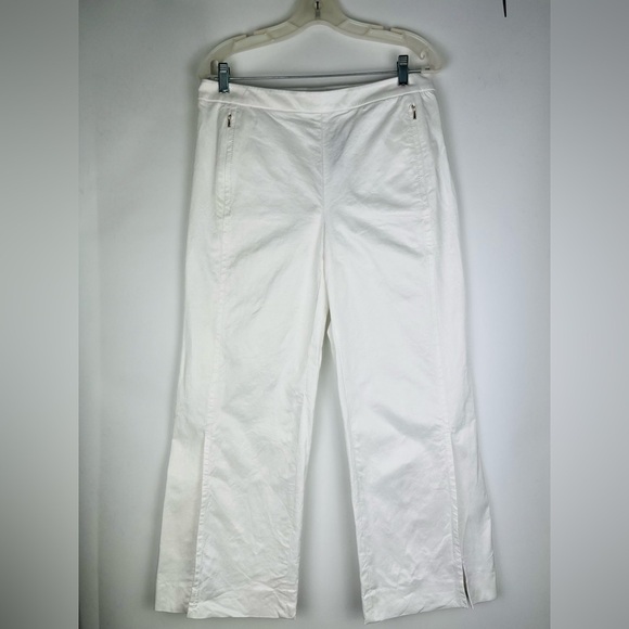 NWT Per Se By Carlisle Angelina White Wide Leg Split Hem Casual Resort Pants - Picture 1 of 7